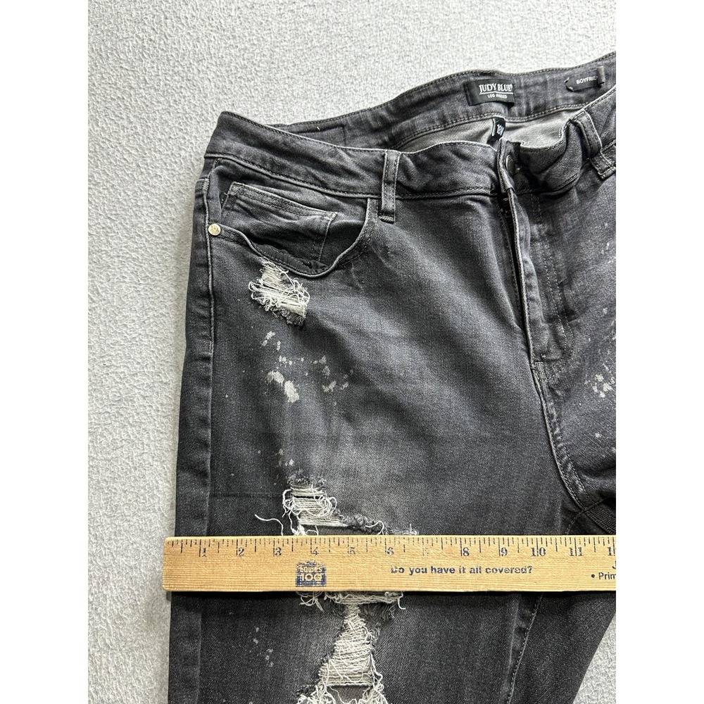 Judy Blue Jeans Womens 18W Plus Black Boyfriend Distressed Paint Splatter JB8867 - Picture 14 of 16